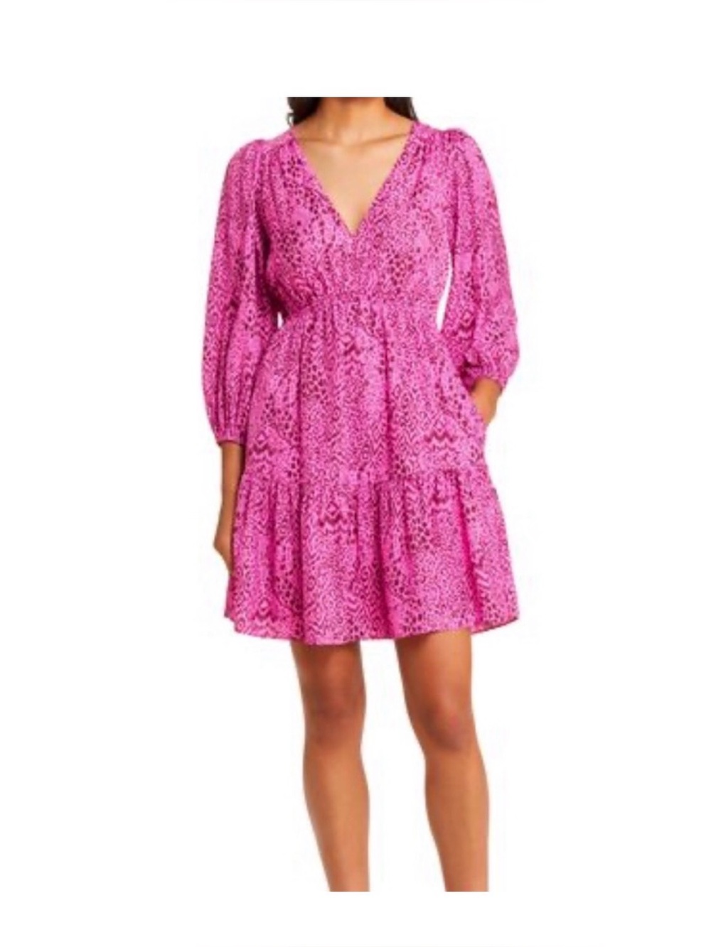 Lilly Pulitzer Deacon 3/4 Sleeve Cerise Pink Pattern Play Size 12
